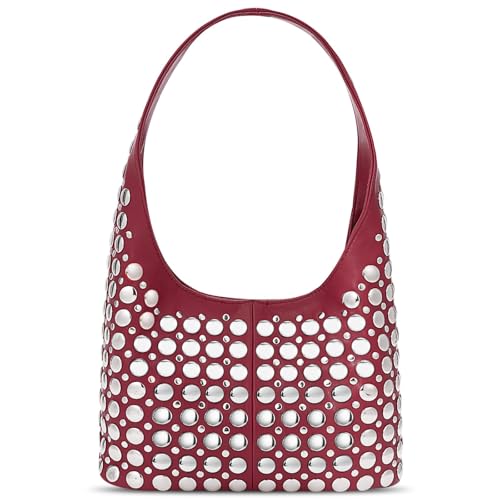 GSenhui Nieten Handtasche Klein Y2K Shoulder Bag Hobo-Schultertasche Wildleder Umhängetasche Handbags Studded Purses Coole Sachen für Mädchen Schwarz von GSenhui