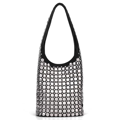 GSenhui Nieten Handtasche Klein Y2K Shoulder Bag Hobo-Schultertasche Wildleder Umhängetasche Handbags Studded Purses Coole Sachen für Mädchen Schwarz GSenhui Nieten Handtasche Klein Y2K Shoulder Bag Hobo-Schultertasche Wildleder Umhängetasche Handbags Studded Purses Coole Sachen für Mädchen Schwarz von GSenhui