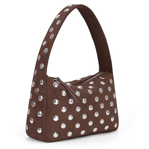 GSenhui Nieten Handtasche Klein Y2K Shoulder Bag Hobo-Schultertasche Wildleder Umhängetasche Handbags Studded Purses Coole Sachen für Mädchen Schwarz von GSenhui