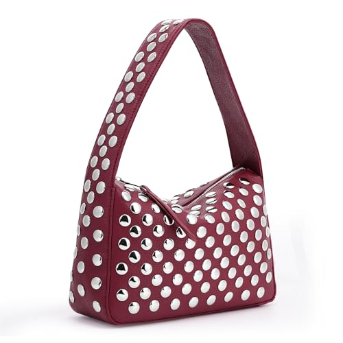 GSenhui Nieten Handtasche Klein Y2K Shoulder Bag Hobo-Schultertasche Wildleder Umhängetasche Handbags Studded Purses Coole Sachen für Mädchen Schwarz von GSenhui