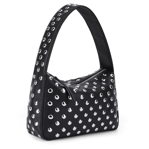 GSenhui Nieten Handtasche Klein Y2K Shoulder Bag Hobo-Schultertasche Wildleder Umhängetasche Handbags Studded Purses Coole Sachen für Mädchen Schwarz von GSenhui