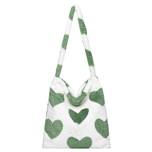 GSenhui Plüsch Handtasche Damen Umhängetasche, Tote Bag Aesthetic mit Reißverschluss, Plüsch Tasche Groß, Flauschige Tasche Kunstfell Schultertasche Einkaufstasche für Mädchen 37 * 40 * 38cm von GSenhui