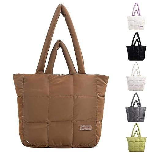 GSenhui Puffer Bag Damen,Einfarbig Puffer Tote Bag,Gesteppte Tasche Groß Stepptasche Umhängetasche Leicht Hobo Bag Handtasche Damen Groß Shopper Tragetasche Frauen von GSenhui