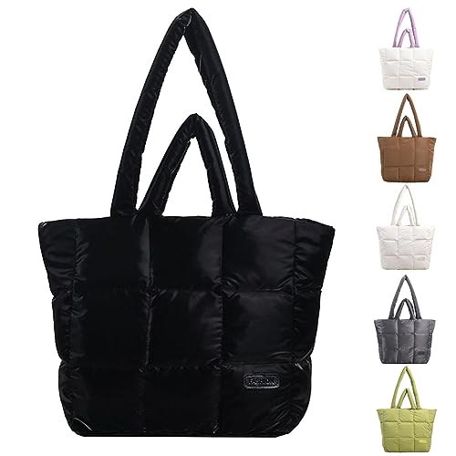 GSenhui Puffer Bag Damen,Einfarbig Puffer Tote Bag,Gesteppte Tasche Groß Stepptasche Umhängetasche Leicht Hobo Bag Handtasche Damen Groß Shopper Tragetasche Frauen von GSenhui