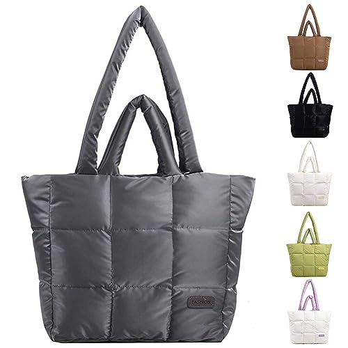 GSenhui Puffer Bag Damen,Einfarbig Puffer Tote Bag,Gesteppte Tasche Groß Stepptasche Umhängetasche Leicht Hobo Bag Handtasche Damen Groß Shopper Tragetasche Frauen von GSenhui