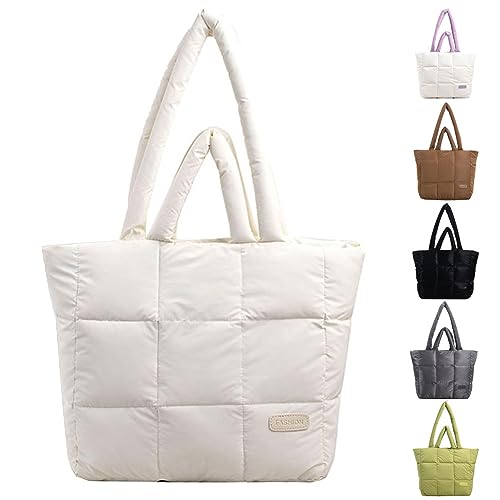 GSenhui Puffer Bag Damen,Einfarbig Puffer Tote Bag,Gesteppte Tasche Groß Stepptasche Umhängetasche Leicht Hobo Bag Handtasche Damen Groß Shopper Tragetasche Frauen von GSenhui