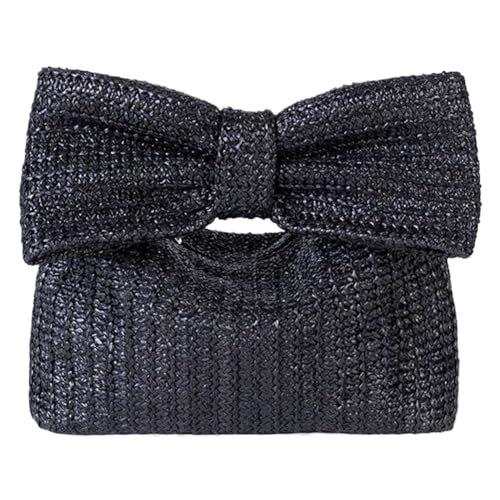 GSenhui Stroh Clutch Elegant Damen Abendtasche Sommer Geflochtene Einfache Umschlag Handtasche Klein Geldbörsen, Schleife Basttasche Party Hochzeit Tasche von GSenhui