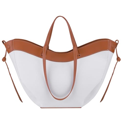 GSenhui Tote Bag Canvas Umhängetasche Leinwand Handtasche Groß Shopper Tasche Damen,Tragetasche mit Kleine Geldbörse u PU Leder Oben Griff,Henkeltasche für Einkauf Arbeit von GSenhui