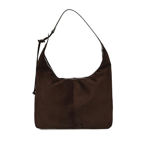 GSenhui Tragetasche aus Wildleder Damen Shopper Suede Tote Bag Groß Hobo Schultasche Umhängetasche Schule Handtasche mit Verstellbarer Schultergurt, Uni Tasche von GSenhui
