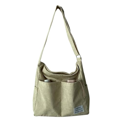 GSenhui Umhängetasche Damen, Unisex Cord Crossbody Bag Groß, Tote Bag Multifunktionale Schultertasche Vintage Messenger Bag für Shopper Lässige Täglich von GSenhui