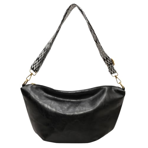 GSenhui Umhängetasche Damen Gross Weiche-Leder Crossbody Bag Breiter Gurt Große Kapazität Vintage Schultertasche Hobo-Tasche Beuteltasche Ledertasche für Schule Täglich von GSenhui