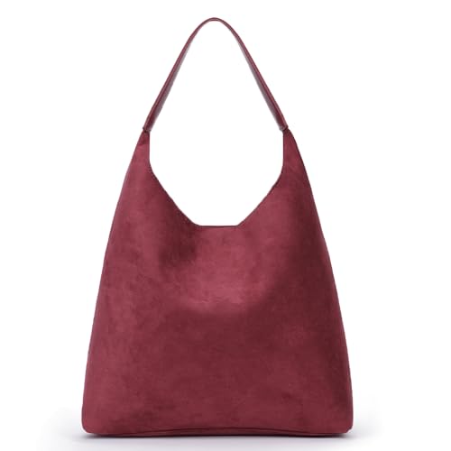 GSenhui Wildleder Tote Bag Groß Shopper Tasche Damen Handtasche Hobo Bag Uni Tasche Slouchy Bag Schultertasche Gross Shoulder Bag Handbags Braun von GSenhui