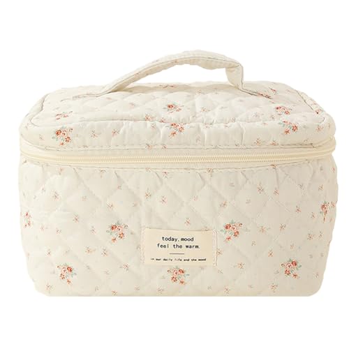 Reise Kosmetiktasche Kulturtasche Damen, Gesteppte Kulturbeutel Damen mit Schön Blumenmuster, Kosmetiktasche Groß Kapazität, Make up Bag Waschtasche Tragbare für Mädchen Kinder von GSenhui