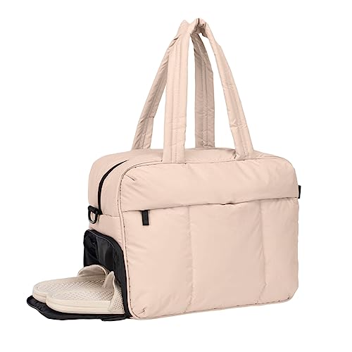 Reisetasche Damen Weekender Bag,Handgepäck,Sporttasche mit Schuhfach und Nassfach Nylon Große Tote Bag, Übernachtungstasche Gesteppte Tragetasche für Damen Herren von GSenhui