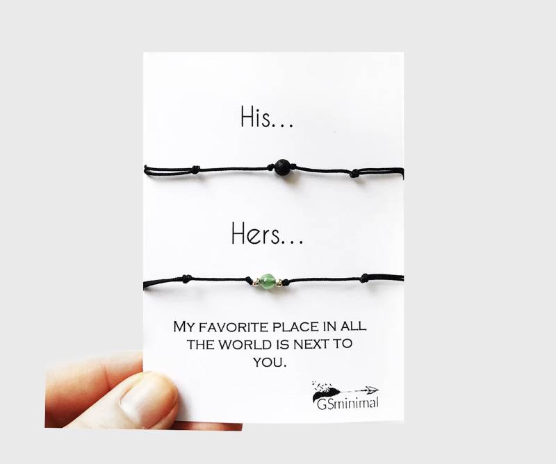 Armband-Set Für Paare - Für Sie Und Ihn Passende Natursteinarmbänder Wählen Ihren Edelstein Perfekt Fernbeziehungsfreunde von GSminimal