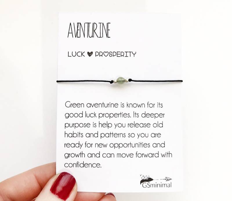 Aventurin Armband, Wunsch Sterling Silber Perlen Edelstein Zarte Minimalist Schmuck, Geburtstag Geschenk Für Frauen von GSminimal