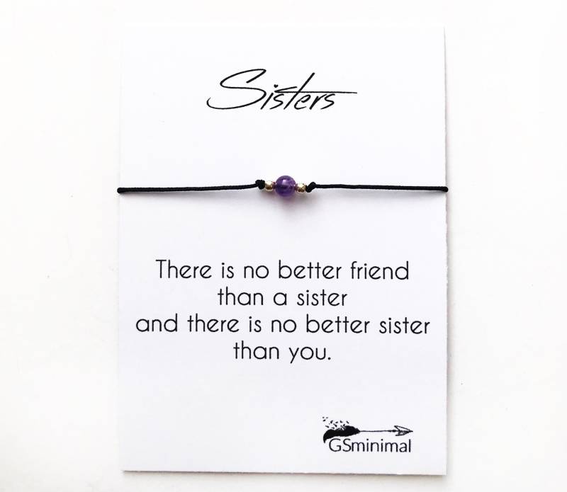 Beste Schwester Armband, Sterling Silber Amethyst Edelstein Perlen Armband Für Frauen, Brautjungfern Schwesternschaft Big Little Sister von GSminimal