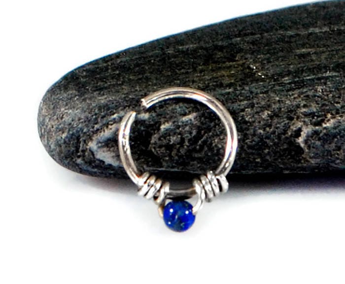 Lapislazuli Septum Ring, 925 Silber Nasenring, Sterling Nasenpiercing, Nasenpiercing von GSminimal