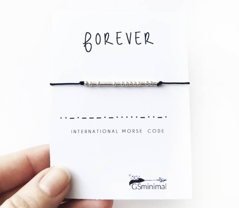Morse Code Armband, Sterling Silber Code Schmuck, Für Immer Paare Lange Distanz, Versprechen Armband Für Sie von GSminimal