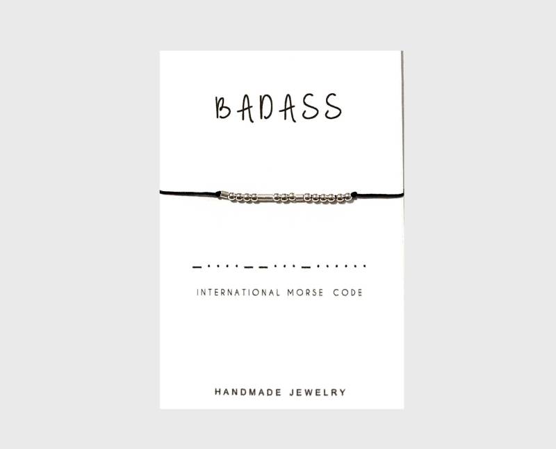 Morse Code Armband - Badass Sterling Silber Perlen Sei Mutig Starke Frau Freundschaft Geschenk Für Sie Gute Besserung Geheime Nachricht von GSminimal