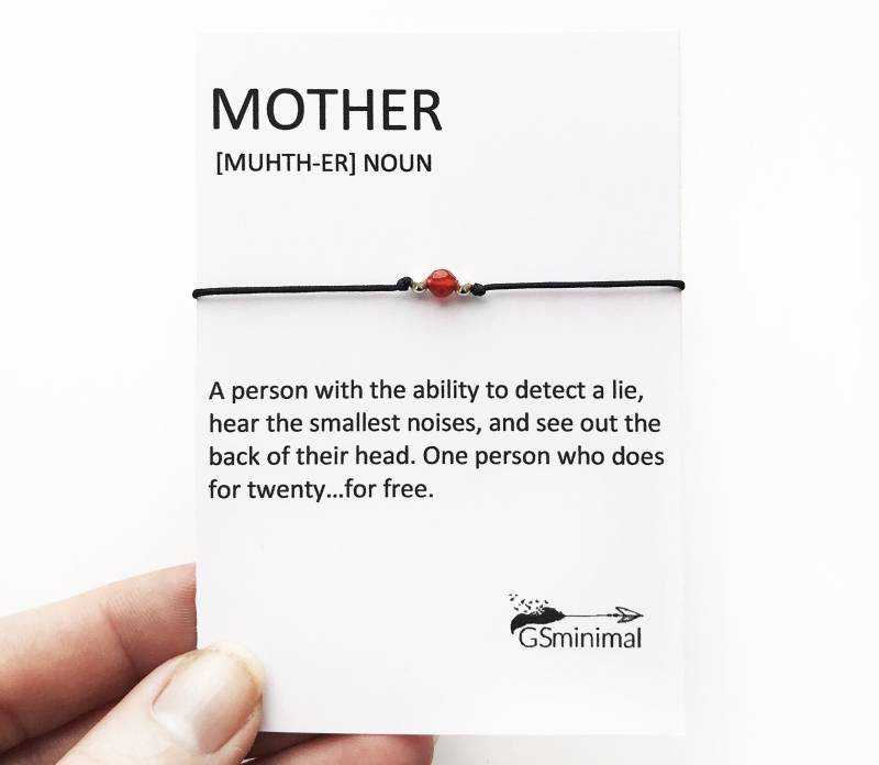 Mutter Definition Geschenk, Sterling Silber Edelstein Perlen Armband, Karneol Muttertag Wunsch Mama Geschenk von GSminimal