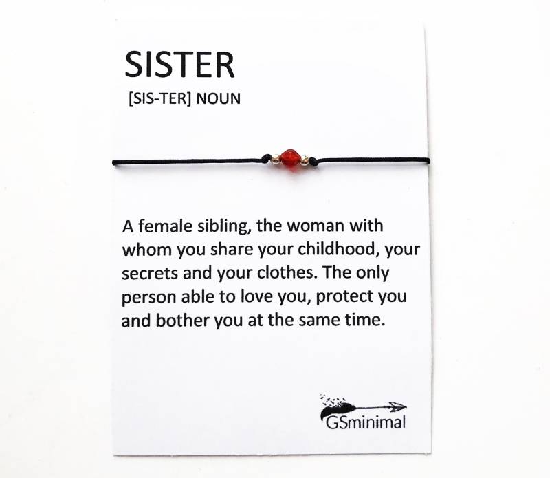 Schwester Wunsch Armband, Edelstein Perlen Geschenk, Andenken Freundschaft Geschenk Für Frauen von GSminimal