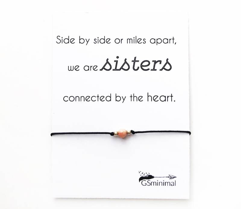 Side By Oder Miles Apart Schwestern Armband, Wählen Sie Edelstein, Geschenke Für Den Besten Freund, Sterling Silber Perlenarmband, Geschenk Frauen von GSminimal