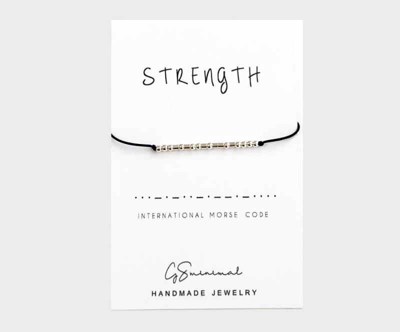 Stärke Armband Frauen, Sterling Silber Morse Code Armband, Geistige Gesundheit Inspirierendes Geschenk Für Sie, Bedeutungs Geschenk von GSminimal