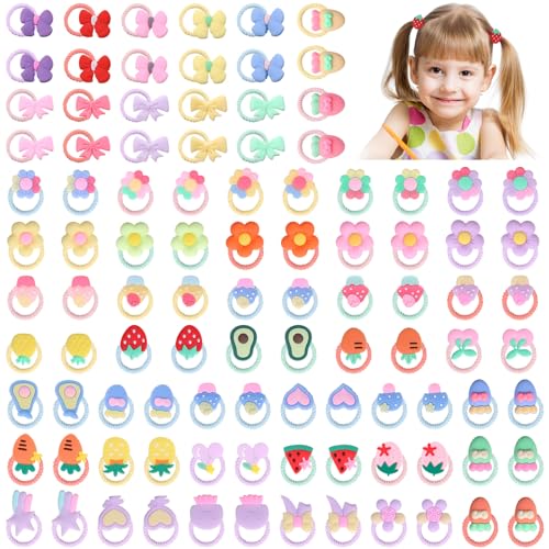 GSrenyu 100 Stück Kleinkind-Haarbänder für Mädchen, 50 Stile, 2 cm, kleine Größe, Babyblumen-Haarbänder, dehnbare Schleifen, Gummi, elastisches Haarband, Obst, Kinder-Haarbänder, Pferdeschwanz-Halter GSrenyu 100 Stück Kleinkind-Haarbänder für Mädchen, 50 Stile, 2 cm, kleine Größe, Babyblumen-Haarbänder, dehnbare Schleifen, Gummi, elastisches Haarband, Obst, Kinder-Haarbänder, Pferdeschwanz-Halter von GSrenyu