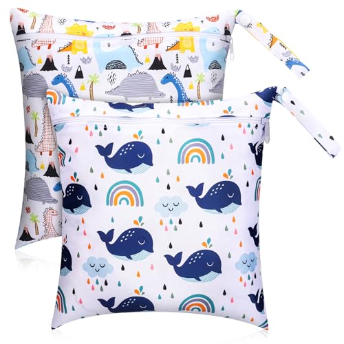 GSrenyu 2 x Nassbeutel zum Schwimmen, wasserdichte Baby-Nasstasche, wiederverwendbare Windeltasche, Organizer, waschbar, für Schwimmen, Camping, Reisen, Strand, mehrfarbig, Catton GSrenyu 2 x Nassbeutel zum Schwimmen, wasserdichte Baby-Nasstasche, wiederverwendbare Windeltasche, Organizer, waschbar, für Schwimmen, Camping, Reisen, Strand, mehrfarbig, Catton von GSrenyu