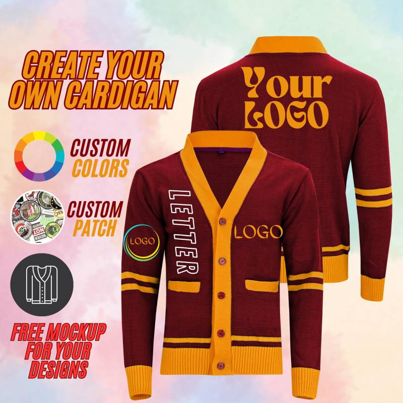Handgefertigte Personalisierte Strickpullover Schullogo Abschlusstag | Individuelle Varsity Letterman Strickjacke Uni Abschluss Bilder Gestickt von GStyle2020