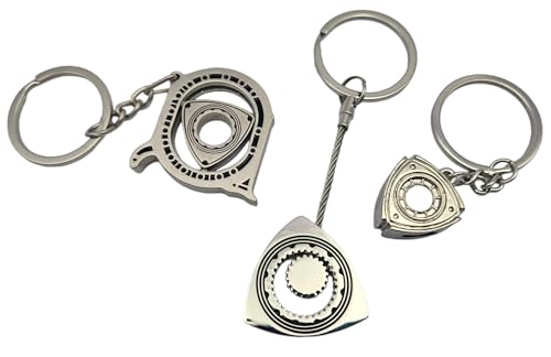 Rotary Wankel Schlüsselanhänger Geschenkset – Metall-Schlüsselanhänger RX-7 RX-8 RX-6, silber, Einheitsgröße von GT//Rotors