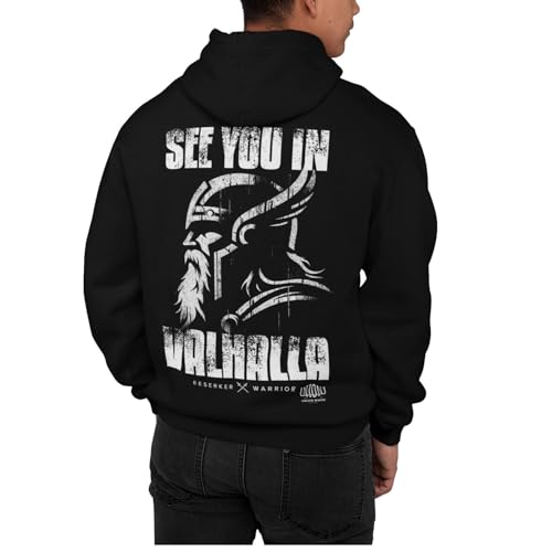 GT-1 See You in Valhalla Odin Wikinger Herren Schwarzer Kapuzenpullover von GT
