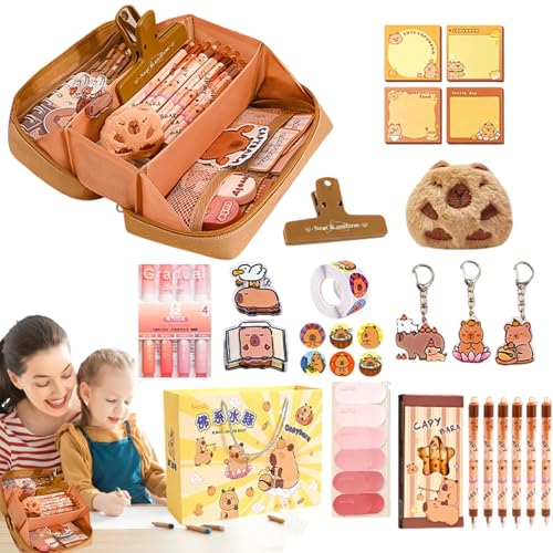 GTFYUDGH Capybara Schreibset - Stylische Federmäppchen & Stiftehalter Tasche,Schreibwaren Tasche Groß Mit Stickern Und Clips Stifte Etui Für Jugendliche GTFYUDGH Capybara Schreibset - Stylische Federmäppchen & Stiftehalter Tasche,Schreibwaren Tasche Groß Mit Stickern Und Clips Stifte Etui Für Jugendliche von GTFYUDGH