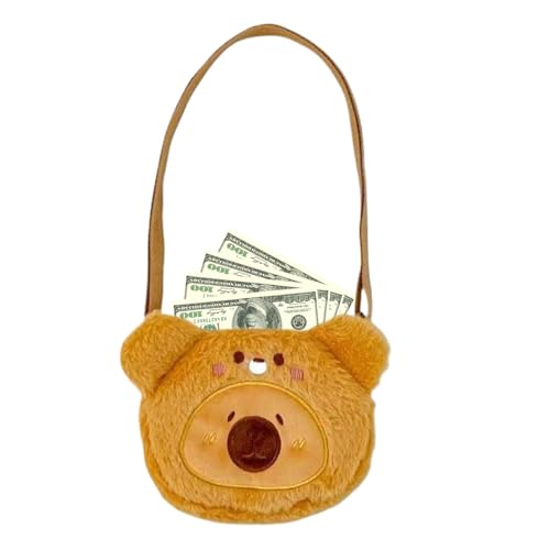 GTFYUDGH Capybara Stofftiertasche, Capybara Plüsch Geldbörse - Diagonal Cartoon Capybara Geldbörse Plüschtasche - Verstellbare Geldbörse in Plüschtierform, diagonale, lustige Geldbörse für Frauen und von GTFYUDGH