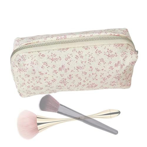 GTFYUDGH Make Up Tasche, 18x6x7cm Leinwand Tragbare Makeup Tasche, Blumene Kosmetiktasche, Canvas Kosmetik Organizer Reisetasche Für Damen Und Mädchen, Reisen Und Badezimmer von GTFYUDGH