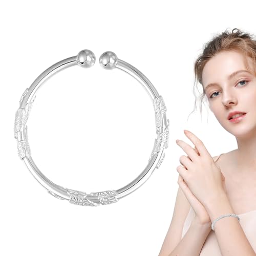 GTFYUDGH Silber Armband - Klassische Perlenarmbänder aus 925 Sterlingsilber - Damen Schmuck Perlen Offenes Armband für Geburtstag Jahrestag Prom Date Reise Arbeit Ehefrau Valentinstag Abschlussfeier von GTFYUDGH