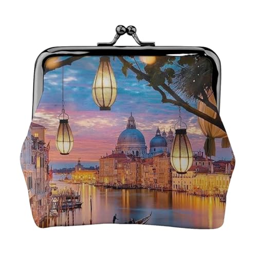 Beautiful Places Doppelseitig Bedrucktes Muster Damen und Mädchen Mode Leder Kiss Lock Münzbörse Kartentasche, Schwarz , Einheitsgröße, Kartenhalter von GTGHYLHA