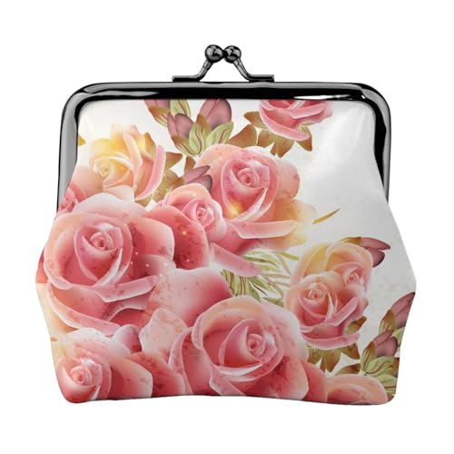 Blossom doppelseitig bedrucktes Muster Damen und Mädchen Mode Leder Kiss Lock Münzbörse Kartentasche, Schwarz , Einheitsgröße, Kartenhalter von GTGHYLHA