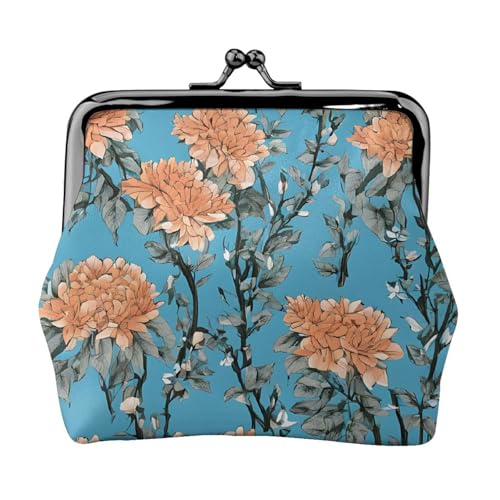 Blumenhintergrund, doppelseitig bedrucktes Muster, Damen und Mädchen, modisches Leder, Kussschloss, Münzgeldbörse, Kartentasche, Schwarz , Einheitsgröße, Kartenhalter von GTGHYLHA