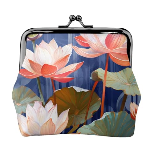 Botanical Floral Full Double Side Printed Pattern Damen und Mädchen Mode Leder Kiss Lock Münzbörse Kartentasche, Schwarz , Einheitsgröße, Kartenhalter von GTGHYLHA