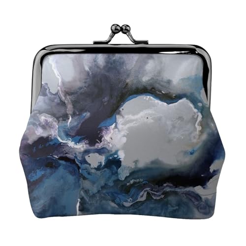 Cerulean Waters doppelseitig bedrucktes Muster Damen und Mädchen Mode Leder Kiss Lock Münzbörse Kartentasche, Schwarz , Einheitsgröße, Kartenhalter von GTGHYLHA