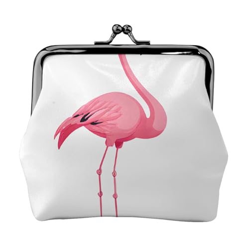 Flamingo doppelseitig bedrucktes Muster Damen und Mädchen Mode Leder Kiss Lock Münzbörse Kartentasche, Schwarz , Einheitsgröße, Kartenhalter von GTGHYLHA