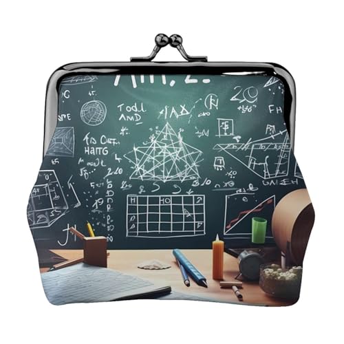 Formulas Formen Theorie Mathematik Lektion Wort Volldoppelseitig Bedrucktes Muster Damen und Mädchen Mode Leder Kiss Lock Münzbörse Kartentasche, Schwarz , Einheitsgröße, Kartenhalter von GTGHYLHA