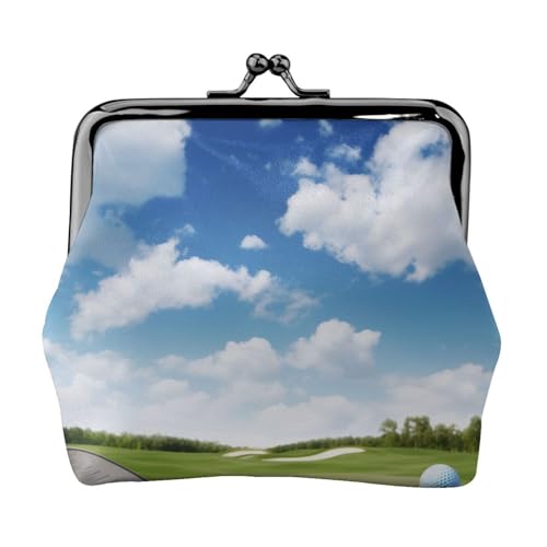 Golfschläger doppelseitig bedrucktes Muster Damen und Mädchen Mode Leder Kiss Lock Münzbörse Kartentasche, Schwarz , Einheitsgröße, Kartenhalter von GTGHYLHA