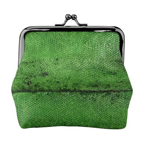 Grüne Schlangenleder-Voll-Doppelseitig Bedrucktes Muster Damen und Mädchen Mode Leder Kiss Lock Münzbörse Kartentasche, Schwarz , Einheitsgröße, Kartenhalter von GTGHYLHA