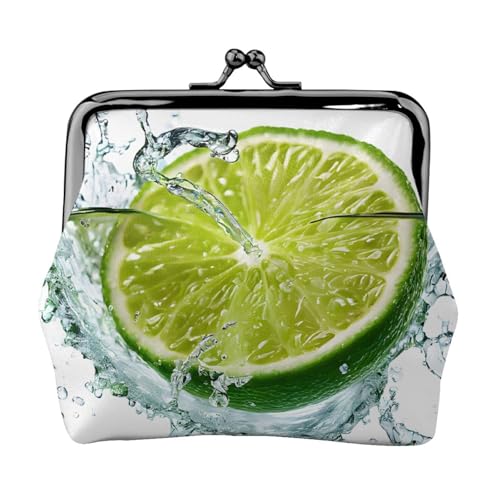 Lemon Fruit Full Double-Sided Printed Pattern Damen und Mädchen Mode Leder Kiss Lock Münzbörse Kartentasche, Schwarz , Einheitsgröße, Kartenhalter von GTGHYLHA