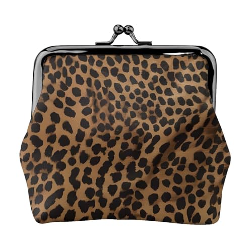Leopard Print Full Double Sided Printed Pattern Damen und Mädchen Mode Leder Kiss Lock Münzbörse Kartentasche, Schwarz , Einheitsgröße, Kartenhalter von GTGHYLHA