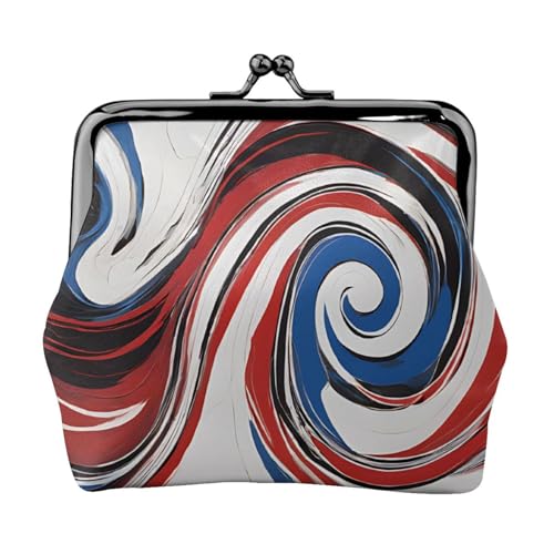 Marmor gemischt braun voll doppelseitig bedrucktes Muster Damen und Mädchen Mode Leder Kiss Lock Münzbörse Kartentasche, Schwarz , Einheitsgröße, Kartenhalter von GTGHYLHA