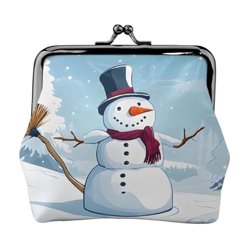 Merry Christmas Print Full Double-Sided Printed Pattern Damen und Mädchen Mode Leder Kiss Lock Coin Purse Card Bag, Schwarz , Einheitsgröße, Kartenhalter von GTGHYLHA